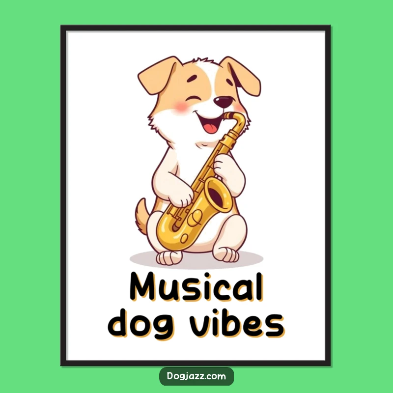 Funny Dog Saxophone Digital Art Print: Hilarious Instant Art for Music Lovers