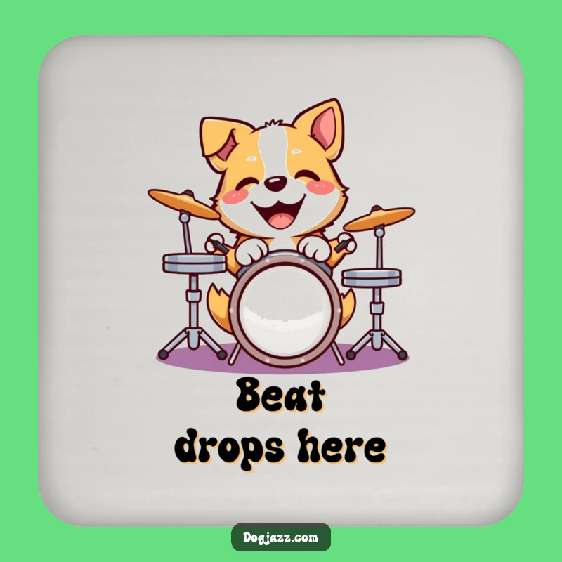 Funny Dog Drummer Coaster - Joyful Paw Pounding Table Protector Gift