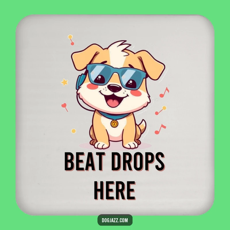 Funny Dog Music Coaster - Cheerful Grooving Character, Protect Surfaces Gift!