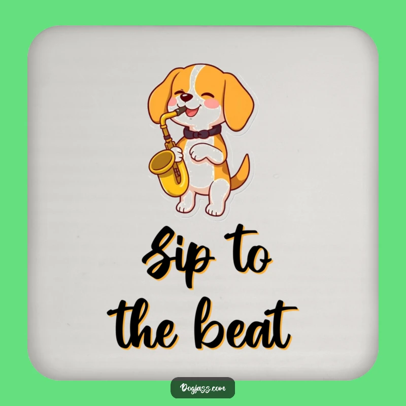 Funny Beagle Saxophone Coaster Set: Protect Surfaces with Musical Canine Charm