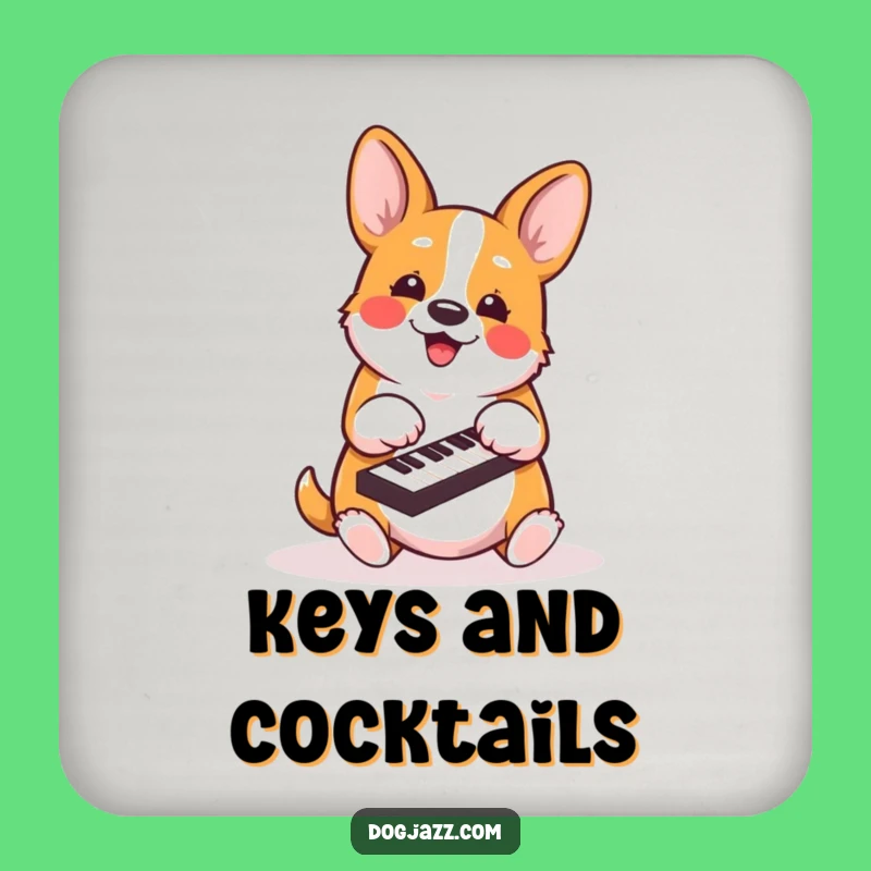 Funny Corgi Piano Coaster - Energetic Dog Musician for Humorous Table Protection