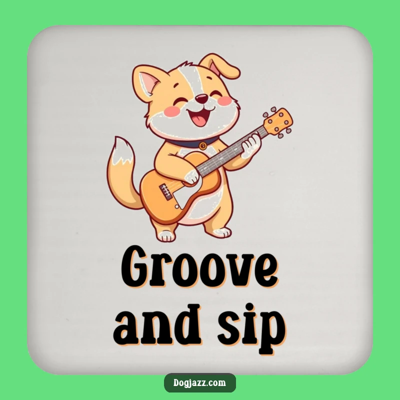 Funny Dog Coaster Set: Cheerful Guitar Player Decor Gift
