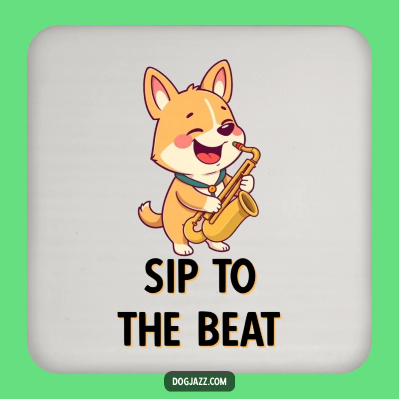 Funny Dog Coaster Set: Happy Saxophone Player Decor Gift