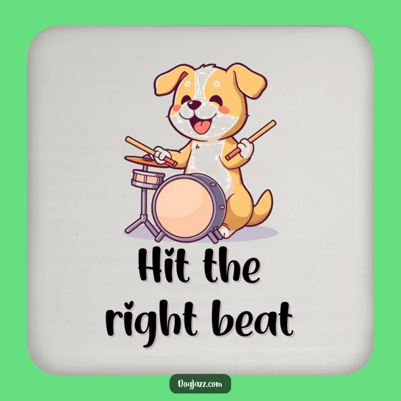 Funny Dog Drummer Drink Coaster: Protect Surfaces with Rock 'n' Roll Style