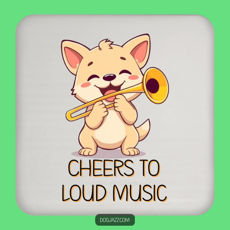 Funny Dog Trombone Player Coaster: Protect Surfaces with Music, Cute Funny Gift