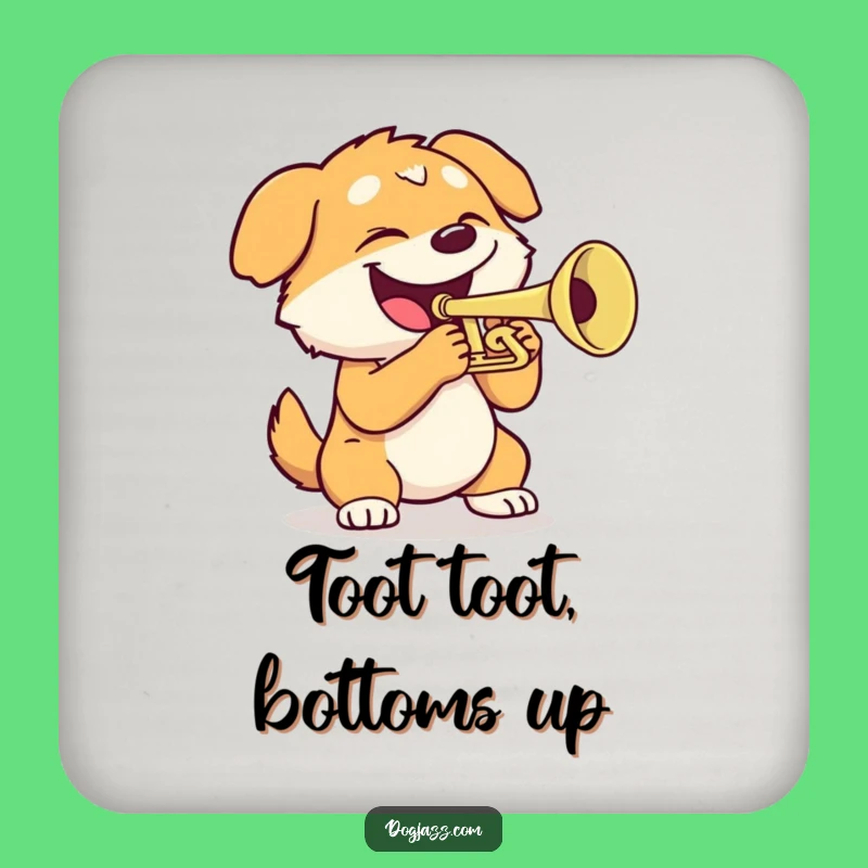 Funny Dog Trumpet Coaster Set: Protect Surfaces with Musical Flair