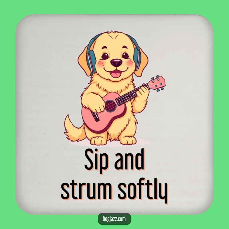 Funny Golden Retriever Ukulele Coaster: Protect Surfaces with Chill, Cute Funny Gift