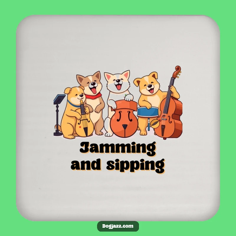 Funny Jazz Dog Band Drink Coaster Set: Cool Protection for Your Surfaces
