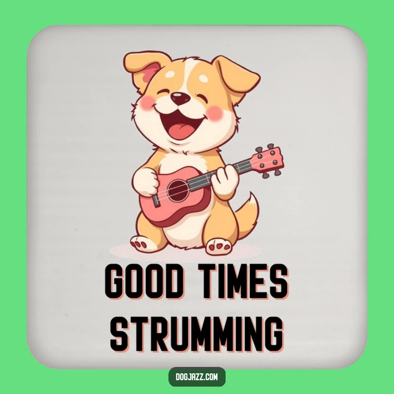 Funny Ukulele Dog Drink Coaster; Protect Surfaces With Musical Charm Gift