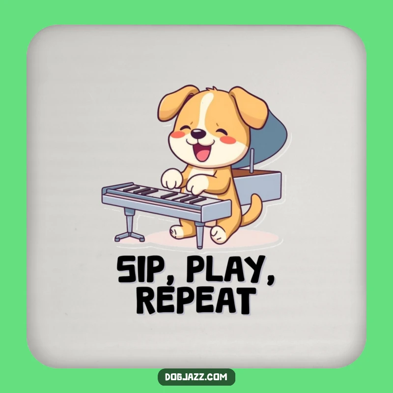 Funny Piano Dog Drink Coaster Set: Energetic Protection for Your Surfaces