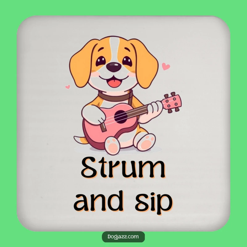 Funny Beagle Ukulele Coaster - Happy Dog Musician for Humorous Table Protection