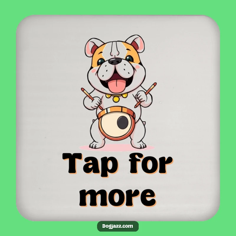 Funny Bulldog Drum Solo Coasters: Protect Surfaces with Percussive Style