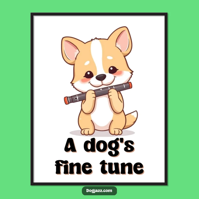 Funny Dog Clarinet Player Poster: Decorate with This Sophisticated Canine's Musical Art