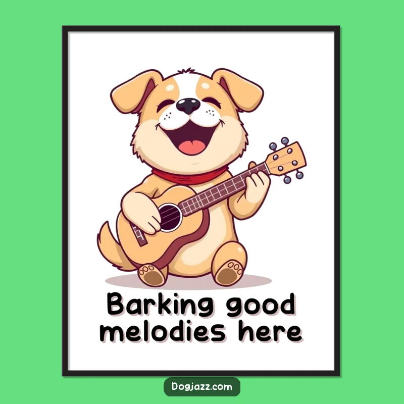 Funny Dog Ukulele Poster: Vibrant Wall Art for Music Lovers and Dog Enthusiasts