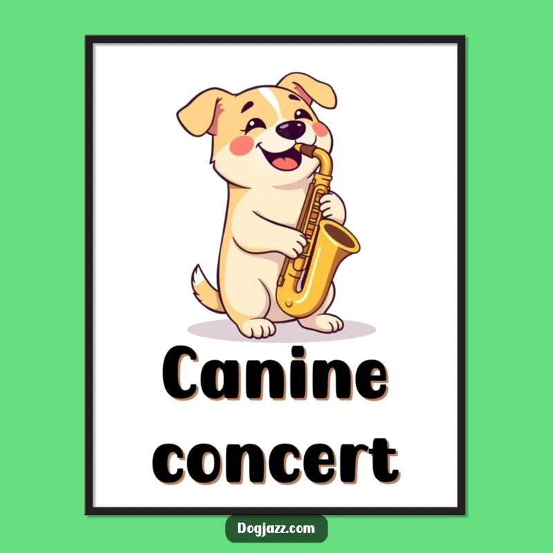 Funny Saxophone Dog Poster: Cool Canine Jazz Art - Hilarious Decor Gift!
