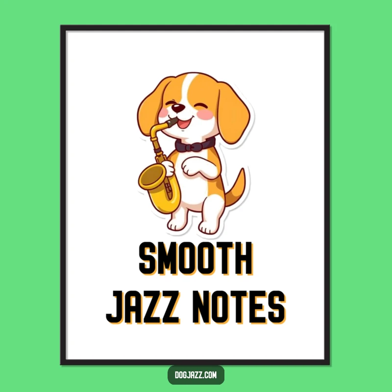 Funny Beagle Saxophone Poster: Joyful Canine Art Print for a Musical Ambiance
