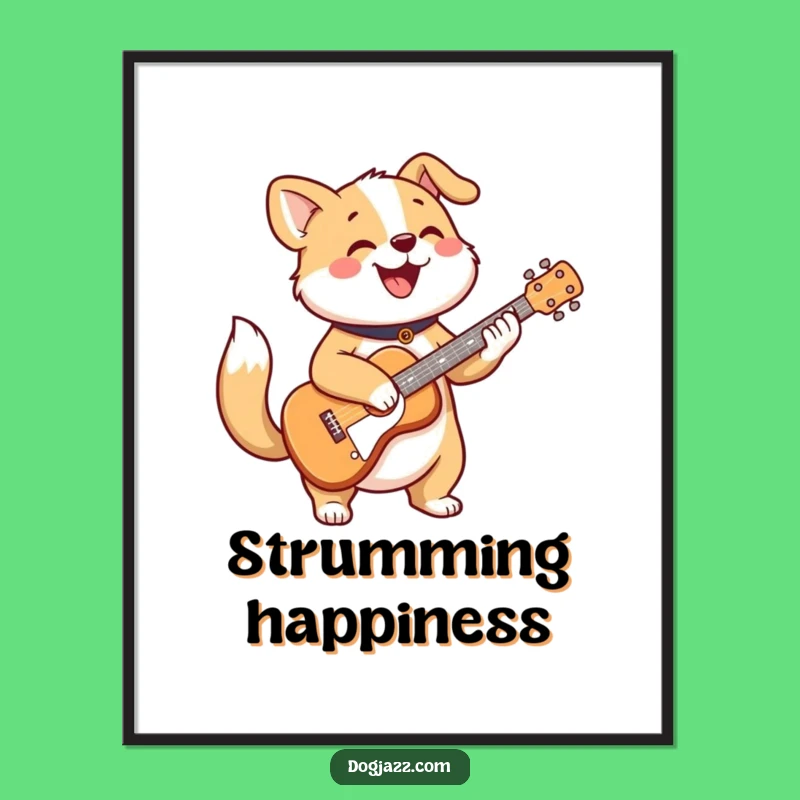 Funny Dog Guitar Poster: Cheerful Strummer Wall Art Gift