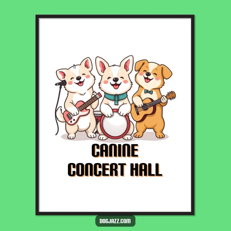 Funny Dog Jam Session Poster: Decorate with This Cheerful Canine Band's Art!