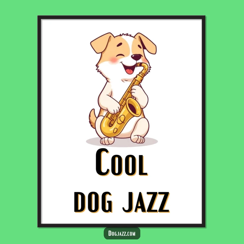 Funny Dog Saxophone Poster: Hilarious Wall Art for Music Lovers & Dog Fans