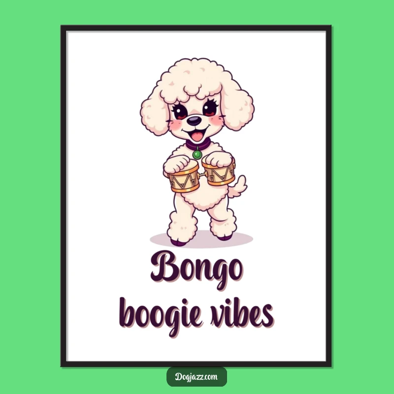 Funny Poodle Bongo Extravaganza Poster: Wall Art for Music Lovers