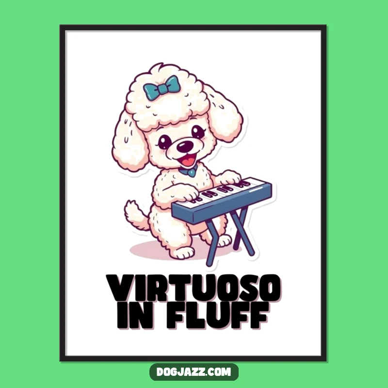 Funny Poodle Keyboard Poster: Decorate with Energetic Musical Charm