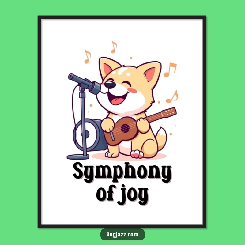 Funny Singing Dog Poster: Jazzy Tune Art Print Gift for Walls