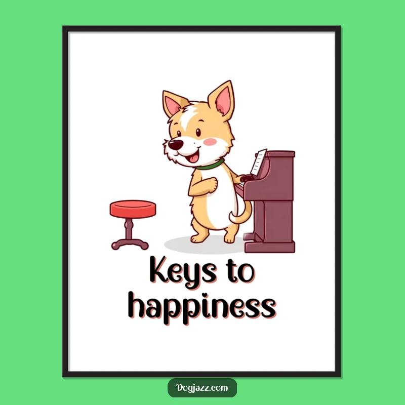 Funny Terrier Piano Poster: Lively Wall Art for Music Enthusiasts