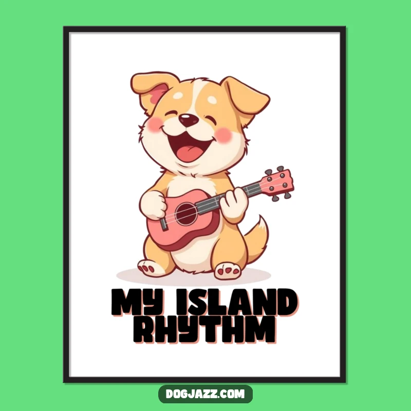 Funny Ukulele Dog Poster; Brighten Your Walls With This Happy Music Art Gift