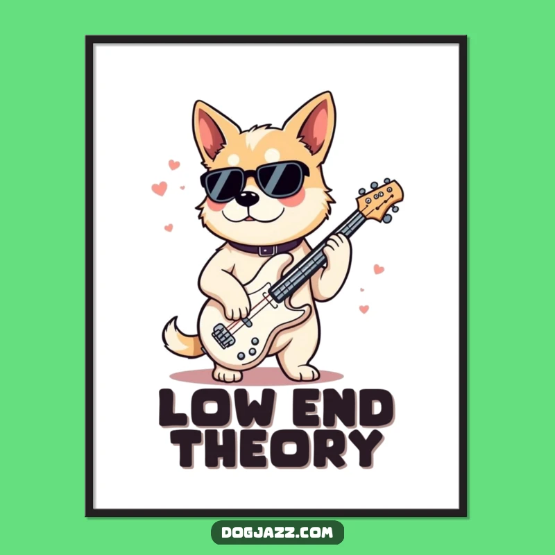 Funny Jazz Bass Dog Poster: Cool Music Art Print Gift for Decor