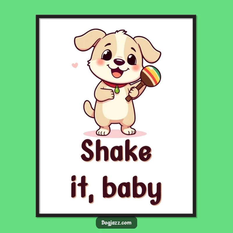 Funny Dancing Dog Maracas Poster: Wall Art That Moves!