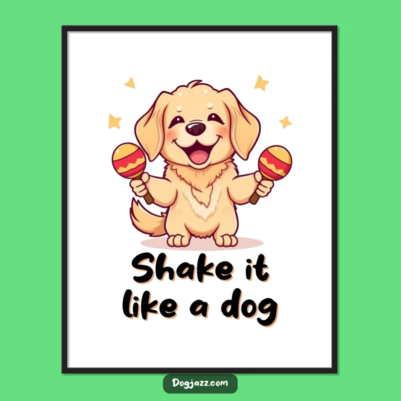 Funny Golden Retriever Maraca Poster - Vibrant & Joyful Dog Art Print