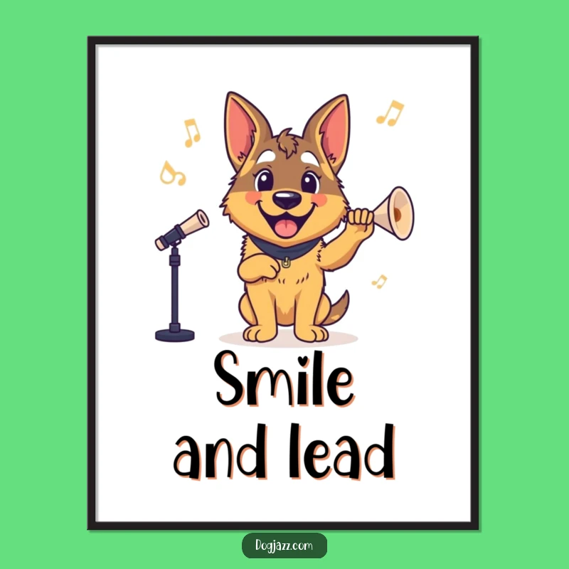 Funny German Shepherd Conductor Poster - Joyful Dog Art Decor