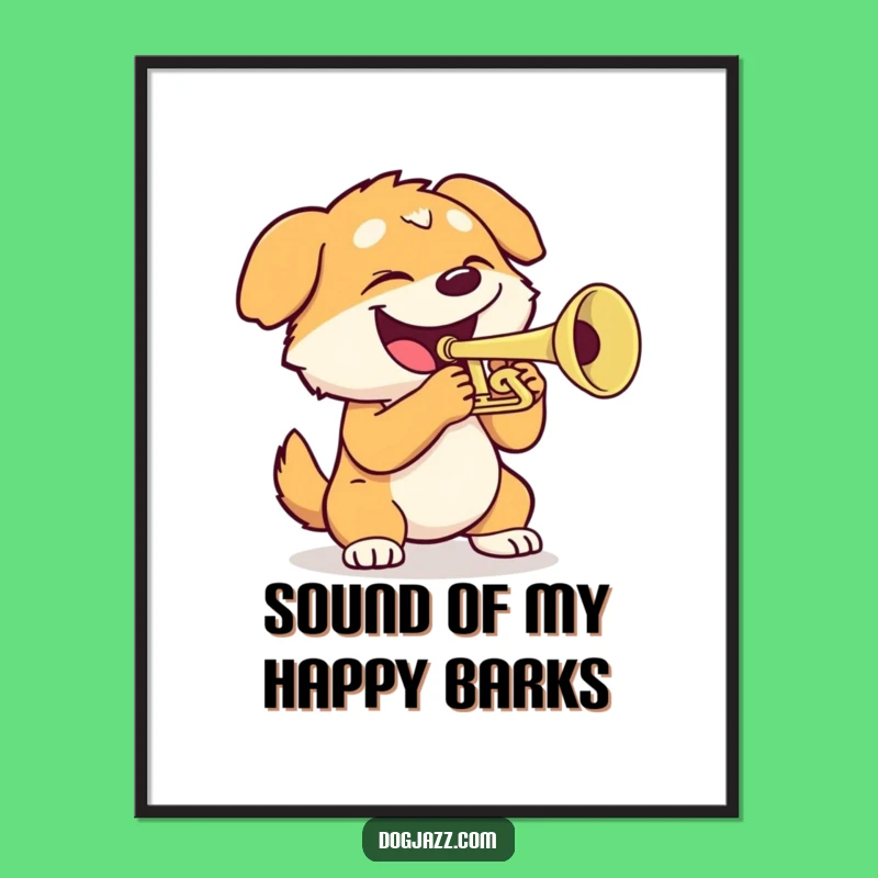 Funny Dog Trumpet Poster: Vibrant Wall Art for Music Aficionados and Dog Lovers