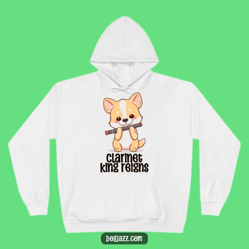 Cozy Funny Dog Clarinet Player Hoodie: Stay Warm with This Melodious Canine's Style