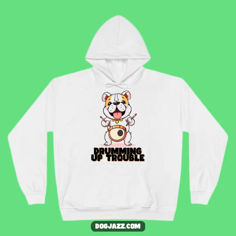 Funny Bulldog Drummer Hoodie: Cozy Beats for Chilly Days and Laughs