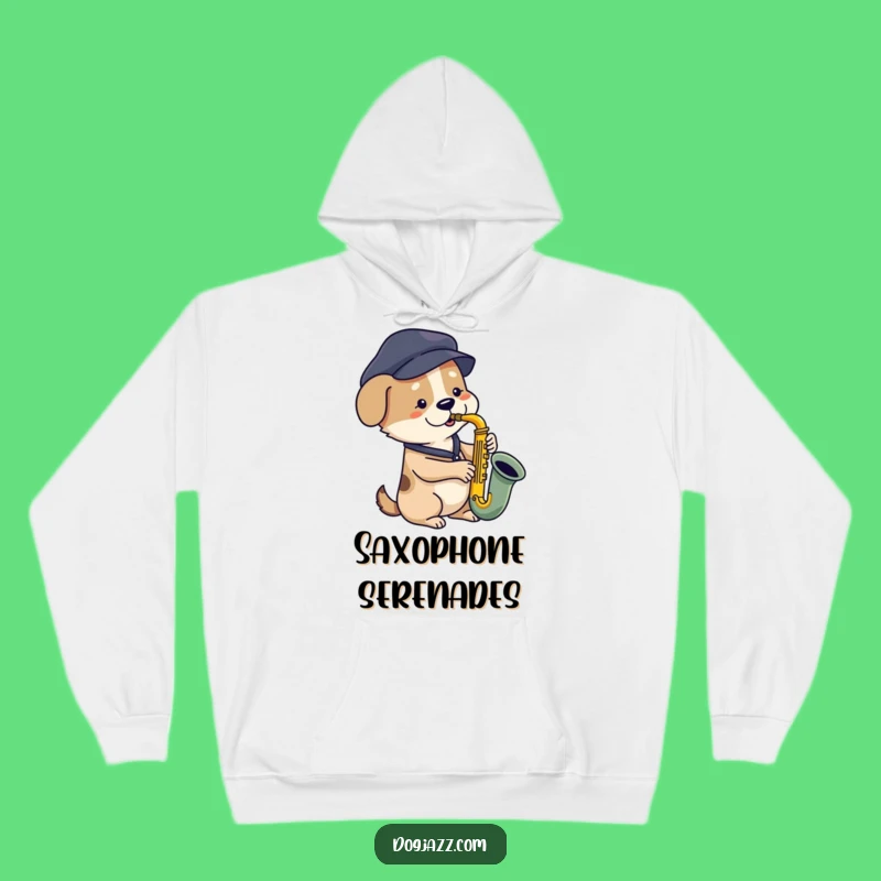 Funny Dog Saxophone Hoodie: Cozy Jazz Pup, a Warm Funny Gift