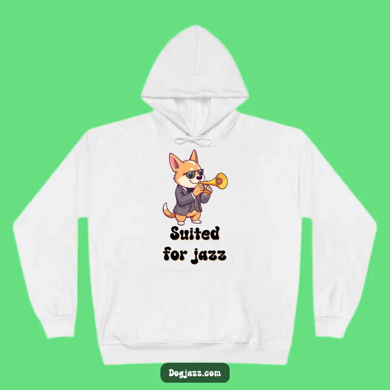 Funny Dog Trumpet Hoodie: Sophisticated Jazz Pup, a Warm Funny Gift