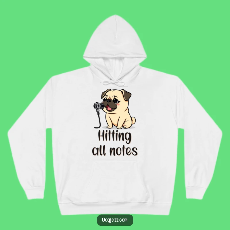 Funny Pug Rockstar Hoodie: Cozy Singing Pug Vibes, Perfect Music Lover Gift