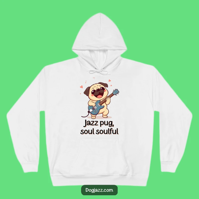 Cozy Funny Pug Jazz Guitar Hoodie: Stay Warm with Musical Vibes