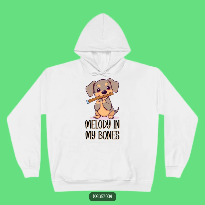 Cozy Funny Dachshund Flute Hoodie - Warm & Melodious Dog Gift
