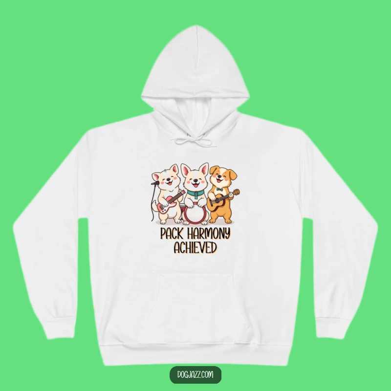 Cozy Funny Dog Jam Session Hoodie: Snuggle Up with This Cheerful Canine Band!