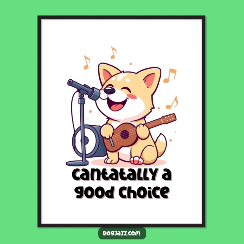 Free Printable Wall Art: Happy Singing Jazz Dog Funny Downloadable Art