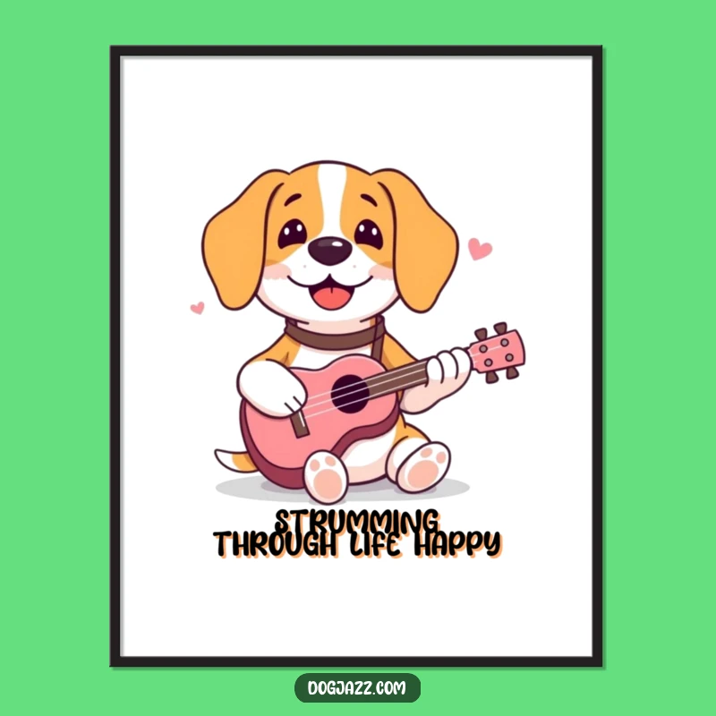 Free Printable Wall Art: Beagle Ukulele Player, Humorous Dog Art Decor