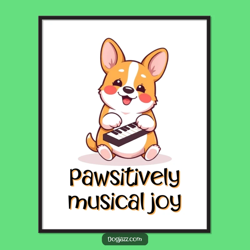 Free Printable Wall Art: Corgi Pianist, Humorous Dog Music Decor