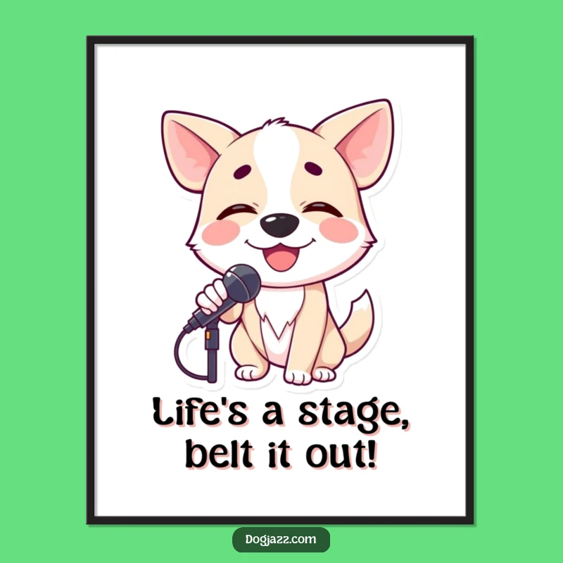 Free Printable Wall Art: Crooning Dog Singer Downloadable Music Decor Gift