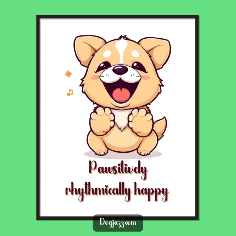 Free Printable Wall Art: Dog Barking Happy Rhythm Decor