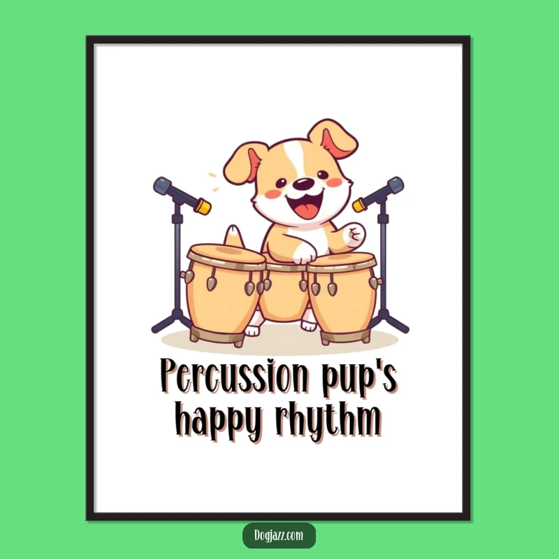 Free Printable Wall Art: Dog Bongo Beat - Funny Downloadable Decor