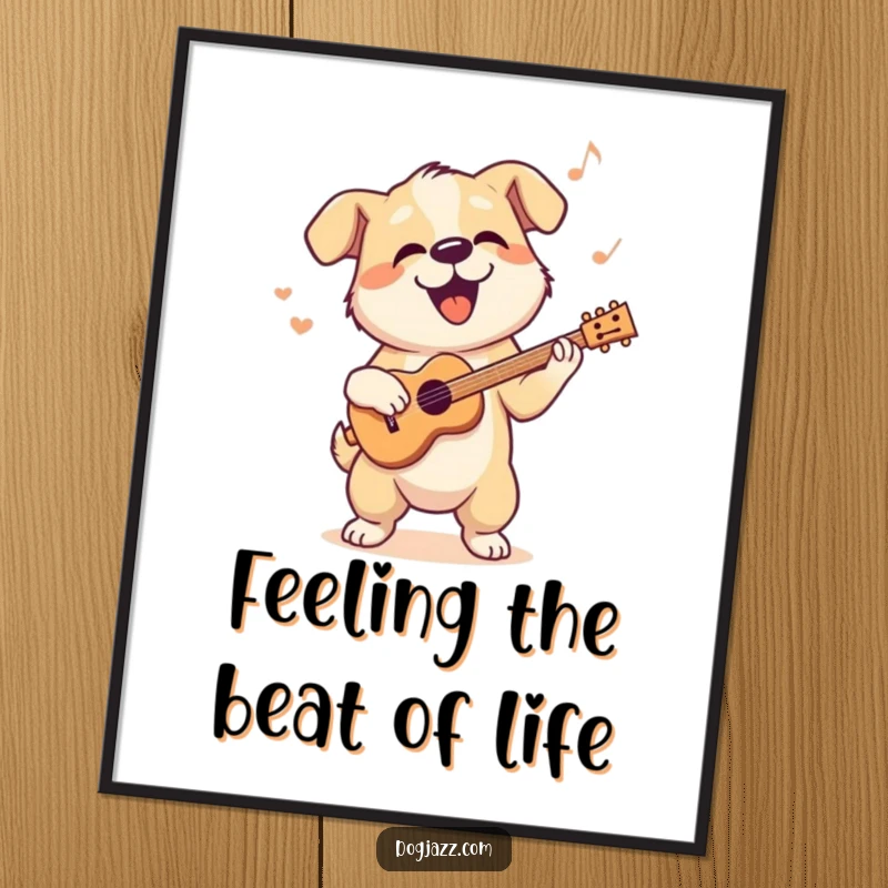 Funny Free Printable Wall Art: A dog bops its head to a cool jazz rhythm, embodying smooth style and musical humor.