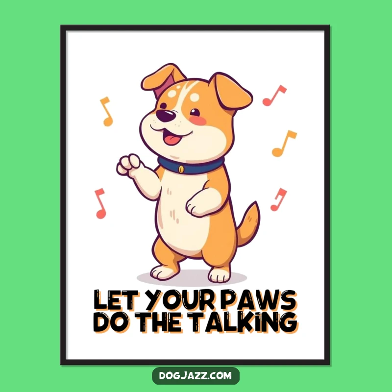 Free Printable Wall Art: Dog Tapping Paws Funny Downloadable Art for Home Decor