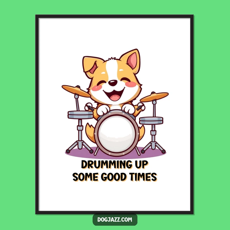 Free Printable Wall Art: Drumming Dog - Funny Downloadable Decor!